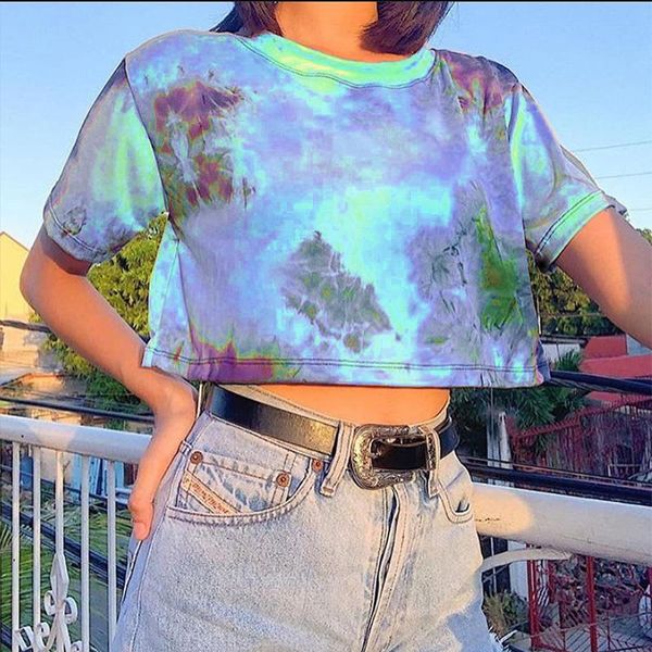 women's t-shirt summer tshirts casual fashion tie dye print short sleeve o-neck all-match neon bottom tees high street wear, White
women's t-shirt summer tshirts casual fashion tie dye print short sleeve o-neck all-match neon bottom tees high street wear, White
