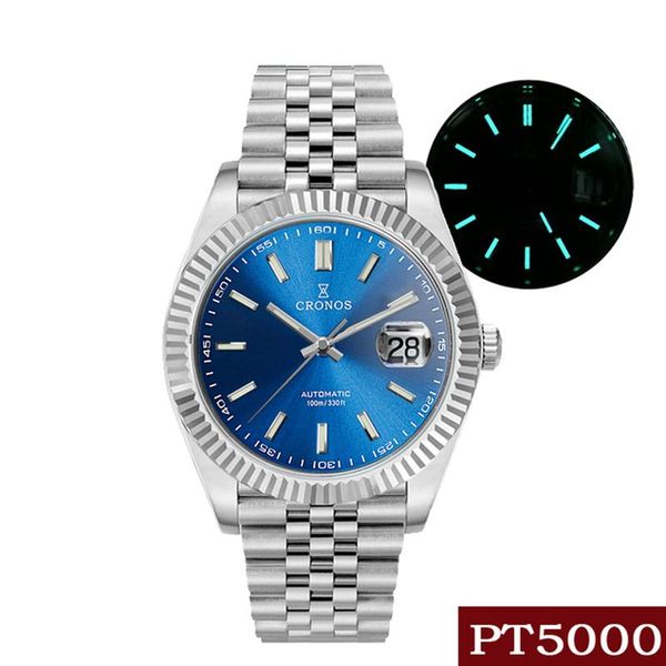 wristwatches cronos men's watch blue dial sapphire crystal luminous 100m water resistance pt5000/sw200 automatic movement 5-links brace, Slivery;brown
wristwatches cronos men's watch blue dial sapphire crystal luminous 100m water resistance pt5000/sw200 automatic movement 5-links brace, Slivery;brown