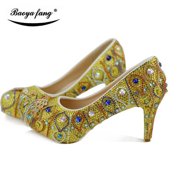 women wedding shoes high heels platform round toe yellow luxury crystal handmade party dress ladies fashion pumps, Black
women wedding shoes high heels platform round toe yellow luxury crystal handmade party dress ladies fashion pumps, Black