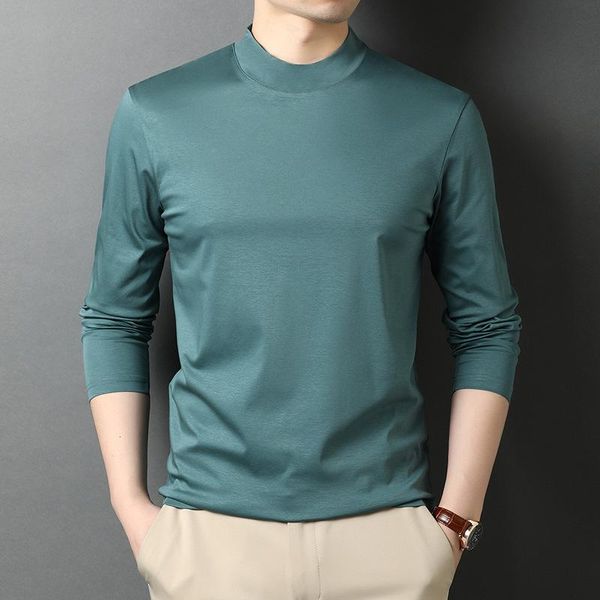 men's t-shirts comfy 100% mercerized cotton t shirt men long sleeve korean style basic solid color half high collar 2021quick dry tees, White;black
men's t-shirts comfy 100% mercerized cotton t shirt men long sleeve korean style basic solid color half high collar 2021quick dry tees, White;black