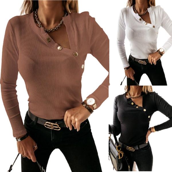 women's t-shirt fashion buttons slant collar knit slim solid pit stripe long sleeve white black pullover autumn clothes 2xl
women's t-shirt fashion buttons slant collar knit slim solid pit stripe long sleeve white black pullover autumn clothes 2xl