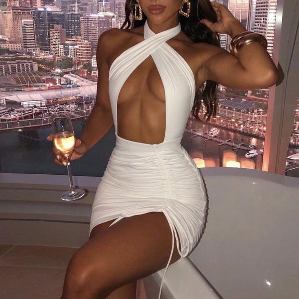 casual dresses white red halter bodycon dress woman party night mini summer club wear ruched elegant short vestido, Black;gray
casual dresses white red halter bodycon dress woman party night mini summer club wear ruched elegant short vestido, Black;gray