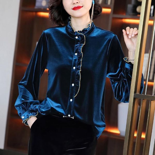 women's blouses & shirts shirt 2021 autumn and winter design solid color retro stand collar long sleeve loose, White
women's blouses & shirts shirt 2021 autumn and winter design solid color retro stand collar long sleeve loose, White