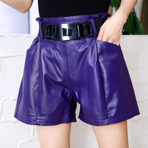 women's shorts women wide leg fashion multicolor casual sashes high waist loose genuine leather female bikers mini trousers, White;black
women's shorts women wide leg fashion multicolor casual sashes high waist loose genuine leather female bikers mini trousers, White;black