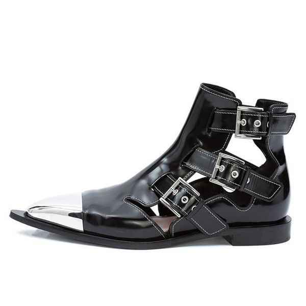 boots metallic pointed toe flat cut out metal buckle high vamp fall shoes genuine leather rivet short booties match everything, Black
boots metallic pointed toe flat cut out metal buckle high vamp fall shoes genuine leather rivet short booties match everything, Black