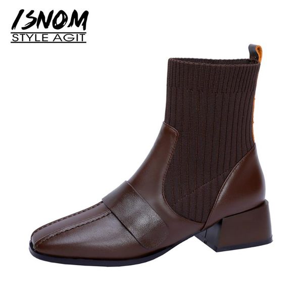 boots isnom women genuine leather sock round toe zip stretch chunky heel fashion buckle ladies winter 2021, Black
boots isnom women genuine leather sock round toe zip stretch chunky heel fashion buckle ladies winter 2021, Black