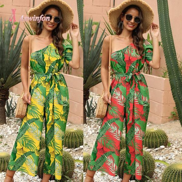 women's jumpsuits & rompers aswinfon one shoulder jumpsuit women short sleeve belt wide leg pants lady 2021 summer vacation leaf print, Black;white
women's jumpsuits & rompers aswinfon one shoulder jumpsuit women short sleeve belt wide leg pants lady 2021 summer vacation leaf print, Black;white