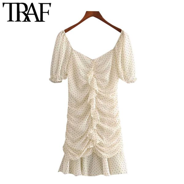 traf women chic fashion polka dot ruffles pleated mini dress vintage v neck short sleeve female dresses vestidos mujer 210415, Black;gray
traf women chic fashion polka dot ruffles pleated mini dress vintage v neck short sleeve female dresses vestidos mujer 210415, Black;gray