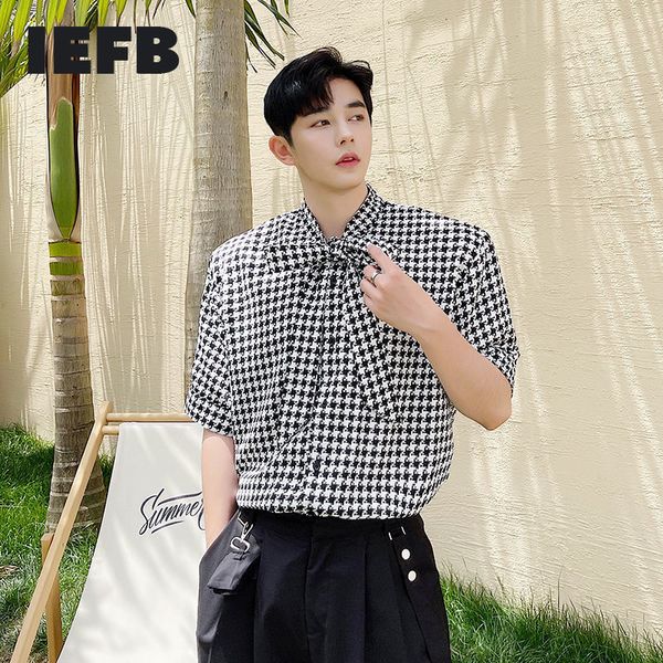 iefb men's lattice short sleeve shirt bow ribbon design shirt men's korean fashion vintge plaid male summer 9y7760 210524, White;black
iefb men's lattice short sleeve shirt bow ribbon design shirt men's korean fashion vintge plaid male summer 9y7760 210524, White;black