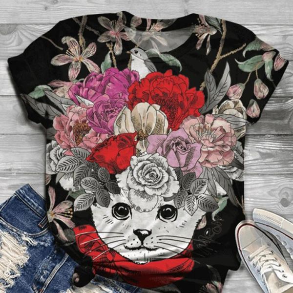 women's t-shirt 40# streetwear woman tshirts ladies cat animal printed short sleeved with round neck harajuku hip hop, White
women's t-shirt 40# streetwear woman tshirts ladies cat animal printed short sleeved with round neck harajuku hip hop, White