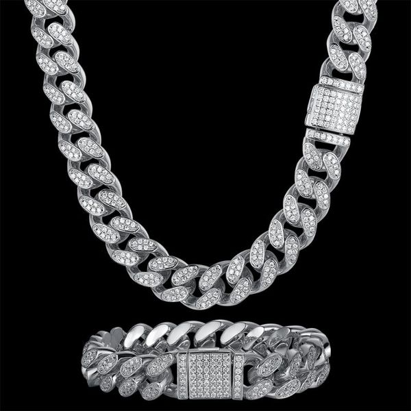 pendant necklaces luxury zircon cz hip hop miami cuban link chain 14mm iced out bracelet men necklace drop rock jewelry set rapper, Silver
pendant necklaces luxury zircon cz hip hop miami cuban link chain 14mm iced out bracelet men necklace drop rock jewelry set rapper, Silver