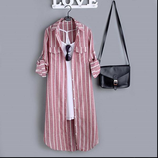 natural cotton linen stripes womens shirt long sleeve pink and blusas haut femme casual, White
natural cotton linen stripes womens shirt long sleeve pink and blusas haut femme casual, White