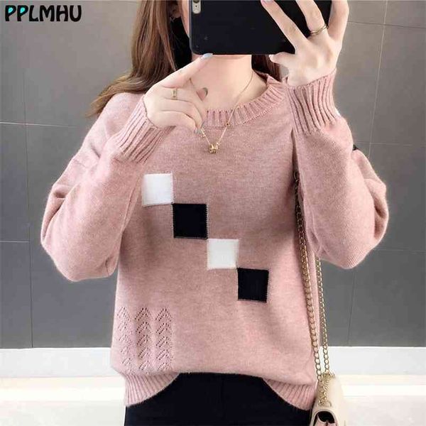 contrast color patchwork slim o-neck knitted pullover women elegant hollow out spring autumn thin sweater korean knitwear 210522, White;black
contrast color patchwork slim o-neck knitted pullover women elegant hollow out spring autumn thin sweater korean knitwear 210522, White;black
