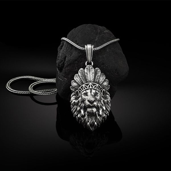 hip hop style indian crown lion head pendant men's necklace ins animal jewelry, Silver
hip hop style indian crown lion head pendant men's necklace ins animal jewelry, Silver