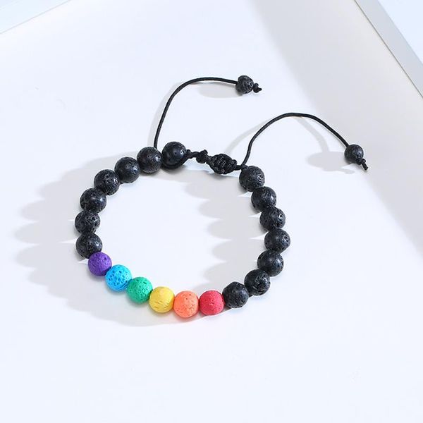 link, chain stainless steel delicate rainbow beaded volcanic rock stone bracelet bangle women gay jewelry gift for him, Black
link, chain stainless steel delicate rainbow beaded volcanic rock stone bracelet bangle women gay jewelry gift for him, Black