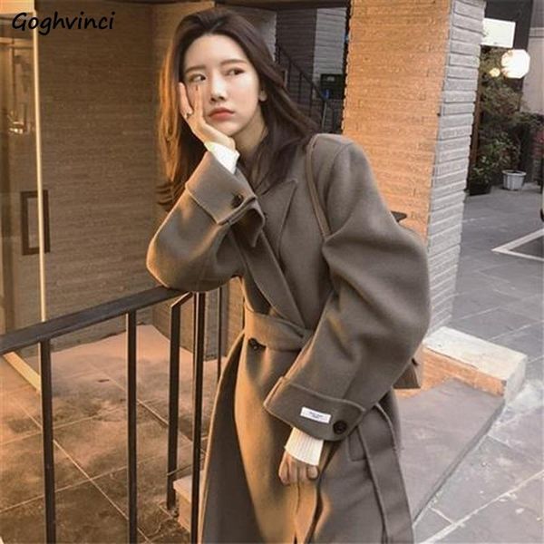 women blends autumn winter thicken cuffs solid long coat simple casual korean style adjustable waist button elegant lady female women's, Black
women blends autumn winter thicken cuffs solid long coat simple casual korean style adjustable waist button elegant lady female women's, Black