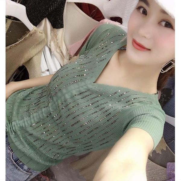 women's t-shirt in the summer of 2021 paragraph sweater women cultivate one's morality show thin heavy drill collar, White
women's t-shirt in the summer of 2021 paragraph sweater women cultivate one's morality show thin heavy drill collar, White