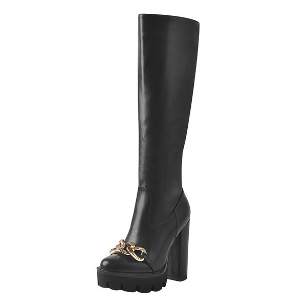 high heel boots knee high shoes platform metal chain matte black side zipper long boots big size
high heel boots knee high shoes platform metal chain matte black side zipper long boots big size