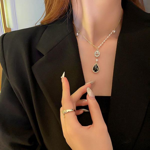 pendant necklaces crystal water drop stone cross for women gold color pearls chain wedding party gift jewelry, Silver
pendant necklaces crystal water drop stone cross for women gold color pearls chain wedding party gift jewelry, Silver