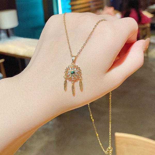 fashion jewelry gold stainless steel necklace women green zircon mesh pendant chains personality choker feather necklaces, Silver
fashion jewelry gold stainless steel necklace women green zircon mesh pendant chains personality choker feather necklaces, Silver