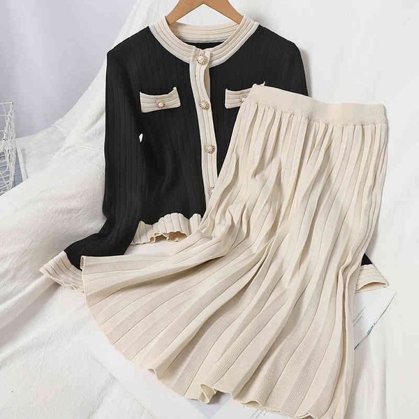 dresses spring autumn women knit two piece set elegant round neck long sleeve single breasted cardigan + high waist skirt female suit, White
dresses spring autumn women knit two piece set elegant round neck long sleeve single breasted cardigan + high waist skirt female suit, White