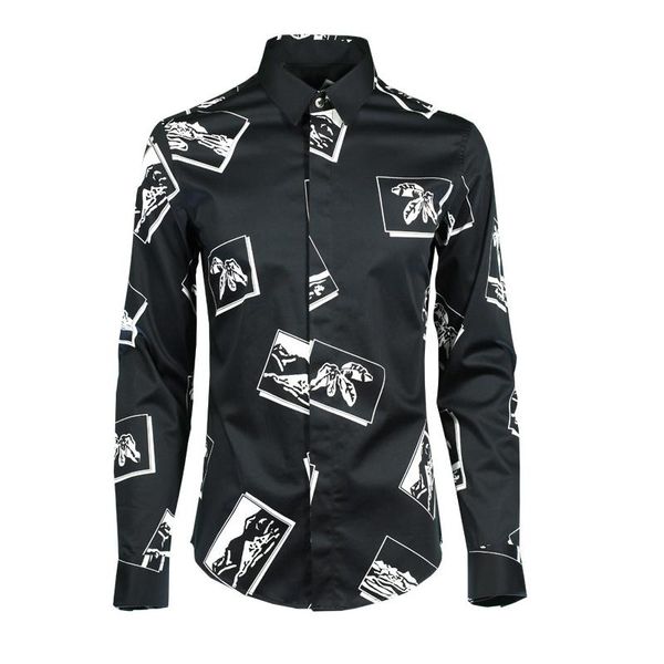 men luxury flower shirt fashion 100% cotton solid color long sleeve camisa masculina shirts casual slim fit men's, White;black
men luxury flower shirt fashion 100% cotton solid color long sleeve camisa masculina shirts casual slim fit men's, White;black