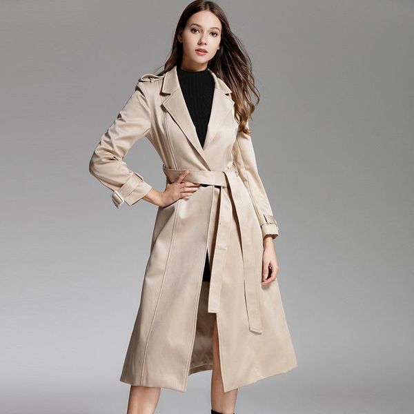 women's trench coats 2021 autumn winter fashion x_long women full sleeve turn-down collar slim female brief coat, Tan;black 
women's trench coats 2021 autumn winter fashion x_long women full sleeve turn-down collar slim female brief coat, Tan;black