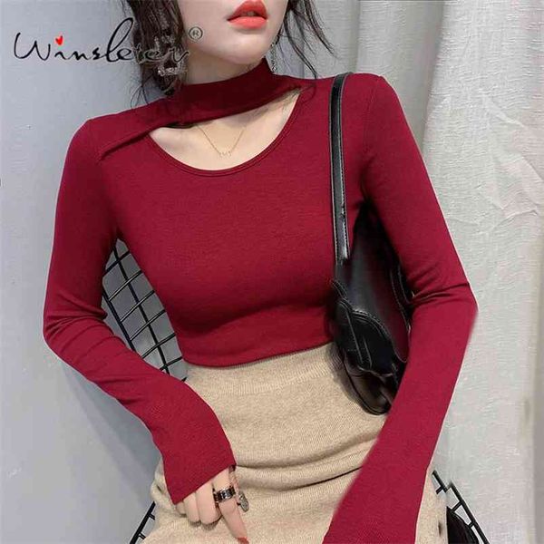 spring cotton t-shirt women multi colors mock neck hollow out long sleeve casual for slim fit ropa mujer t02308b 210421, Black;gray
spring cotton t-shirt women multi colors mock neck hollow out long sleeve casual for slim fit ropa mujer t02308b 210421, Black;gray