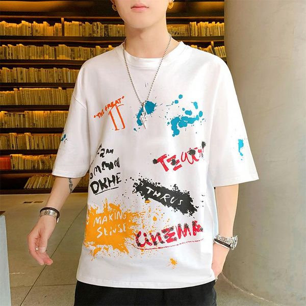 men's t-shirts harajuku style design short sleeve male street fashion pure cotton graffiti t-shirt loose hip hop half, White;black
men's t-shirts harajuku style design short sleeve male street fashion pure cotton graffiti t-shirt loose hip hop half, White;black