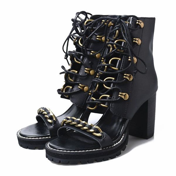 punk style women gladiator sandals chains decor platform pumps lace-up 8cm chunky high heels genuine leather sandalias dress shoes, Black
punk style women gladiator sandals chains decor platform pumps lace-up 8cm chunky high heels genuine leather sandalias dress shoes, Black