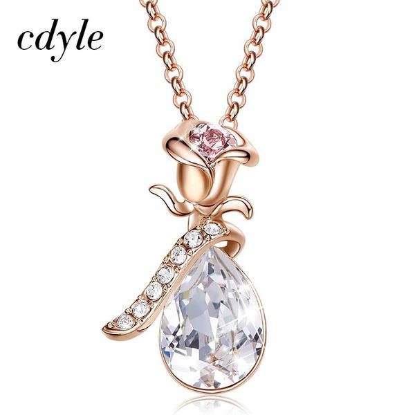 pendant necklaces cdyle romantic woman chains gold rose flower water drop necklace with white crystal from bridesmaids jewelry, Silver
pendant necklaces cdyle romantic woman chains gold rose flower water drop necklace with white crystal from bridesmaids jewelry, Silver