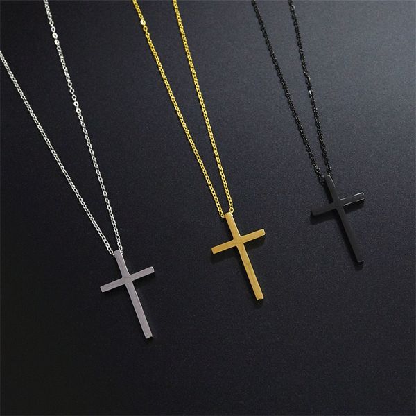 black gold color cross stainless steel pendant necklace with chain for man and woman 261 w2, Silver
black gold color cross stainless steel pendant necklace with chain for man and woman 261 w2, Silver