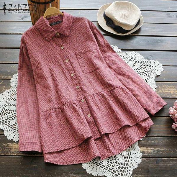 women's blouses & shirts plus size spring casual blouse elegant plaid ruffle women vintage long sleeve check tunic female blusas, White
women's blouses & shirts plus size spring casual blouse elegant plaid ruffle women vintage long sleeve check tunic female blusas, White