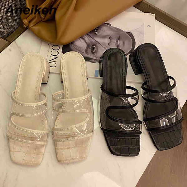 summer women shoes mid heel fashion classics pvc square toe size 35-40 slip-on outdoor slippers zapatos de mujer 210507, Black
summer women shoes mid heel fashion classics pvc square toe size 35-40 slip-on outdoor slippers zapatos de mujer 210507, Black