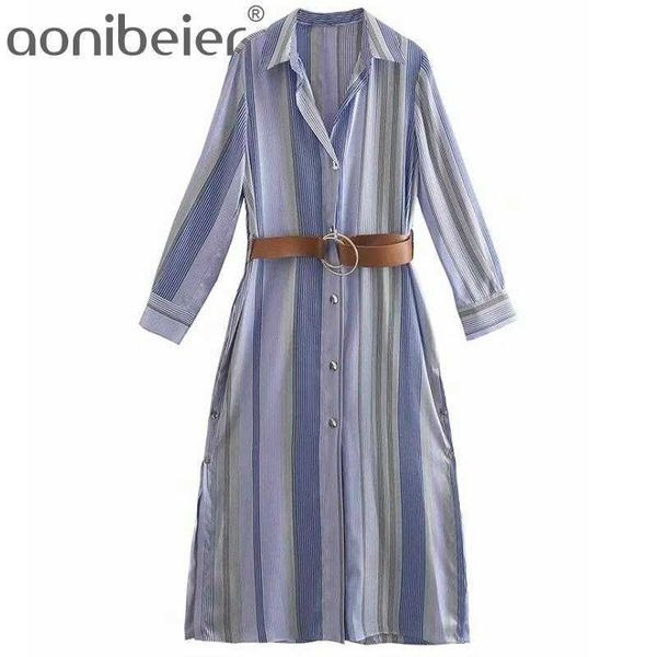 za summer woman striped long sleeve dres blue sashes casual button side slit party ladies dresses 210604, Black;gray
za summer woman striped long sleeve dres blue sashes casual button side slit party ladies dresses 210604, Black;gray