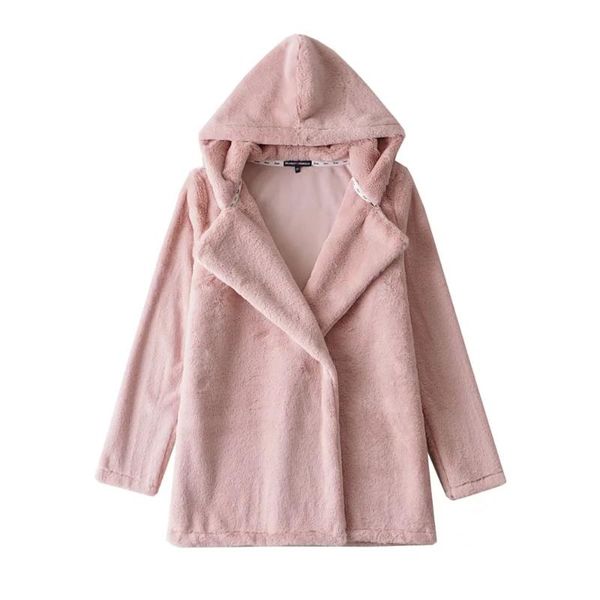women's wool & blends 2021 autumn winter warm women faux fur coat loose hooded long sleeve overcoat thick female plush outwear casaco, Black
women's wool & blends 2021 autumn winter warm women faux fur coat loose hooded long sleeve overcoat thick female plush outwear casaco, Black