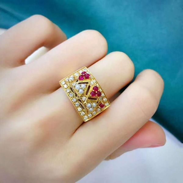 wedding rings luxury double-layer set with zircon ring, european and american exaggerated garnet red pearl gold-plated female ring, Slivery;golden
wedding rings luxury double-layer set with zircon ring, european and american exaggerated garnet red pearl gold-plated female ring, Slivery;golden