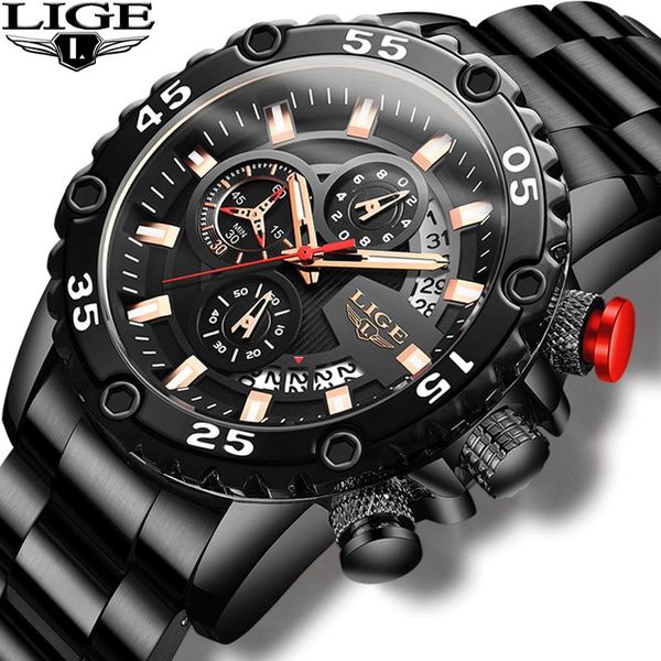 wristwatches lige 2021 quartz wrist watch fashion black mens watches all steel for men military sport chronograph, Slivery;brown
wristwatches lige 2021 quartz wrist watch fashion black mens watches all steel for men military sport chronograph, Slivery;brown
