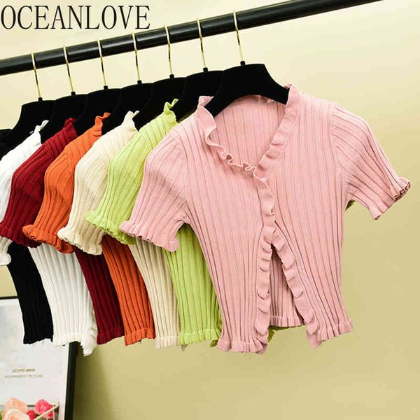 knitted solid t shirt women ruffles korean vintage chaqueta spring summer slim short t-shirt ins 14205 210415, White
knitted solid t shirt women ruffles korean vintage chaqueta spring summer slim short t-shirt ins 14205 210415, White