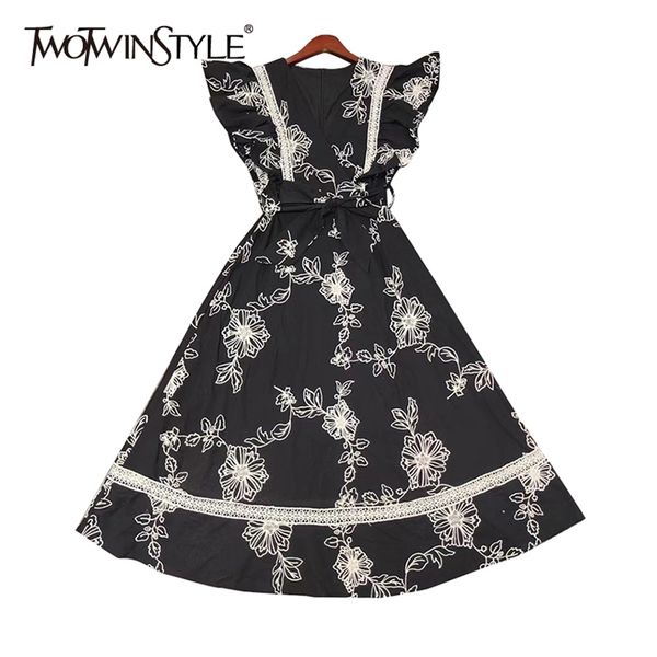 elegant lace up dress for women v neck sleeveless high waist embroidery summer dresses female fashion clothing 210520, Black;gray
elegant lace up dress for women v neck sleeveless high waist embroidery summer dresses female fashion clothing 210520, Black;gray