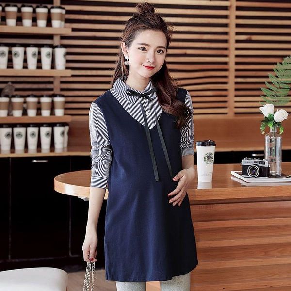 maternity dresses 5505# dress spring autumn cotton striped false two-piece loose stylish for pregnant women mom, White
maternity dresses 5505# dress spring autumn cotton striped false two-piece loose stylish for pregnant women mom, White