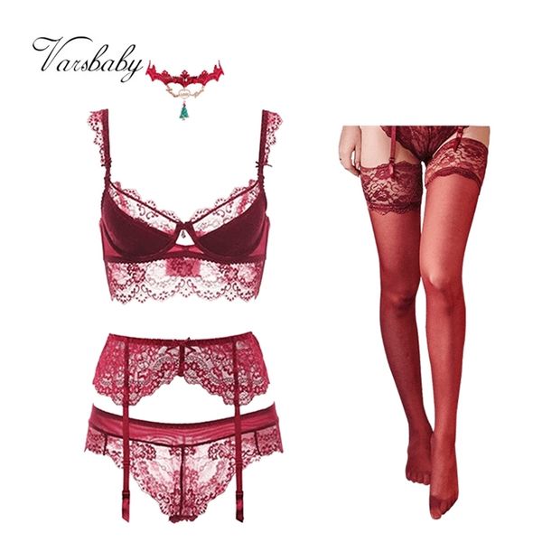 varsbaby lace push up bra sets bra+panties+garter+stockings+necklace christmas 5 pcs/lots 210820, Red;black
varsbaby lace push up bra sets bra+panties+garter+stockings+necklace christmas 5 pcs/lots 210820, Red;black