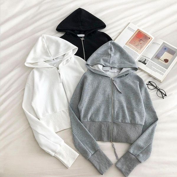 women's jackets korean casual chic hooded zip hoodies coat autumn 2021 fashion simple loose long sleeve outwear solid tide all match, Black;brown
women's jackets korean casual chic hooded zip hoodies coat autumn 2021 fashion simple loose long sleeve outwear solid tide all match, Black;brown