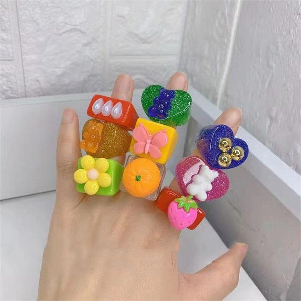 cluster rings cute colorful acrylic resin heart flower butterfly bear strawberry ring for women girls cartoon shiny pearl jewelry, Golden;silver
cluster rings cute colorful acrylic resin heart flower butterfly bear strawberry ring for women girls cartoon shiny pearl jewelry, Golden;silver