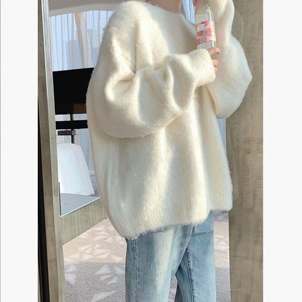 women's sweaters white lazy sweater women fall and winter wear japanese retro loose furry thick outside 2021, White;black
women's sweaters white lazy sweater women fall and winter wear japanese retro loose furry thick outside 2021, White;black