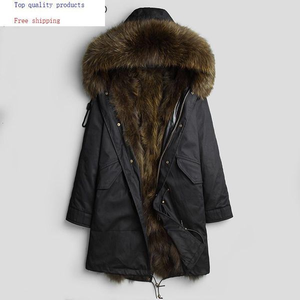 men's leather & faux winter jacket men parka real fur coat warm raccoon liner plus size long jackets overcoat parkas hombre dk1015, Black
men's leather & faux winter jacket men parka real fur coat warm raccoon liner plus size long jackets overcoat parkas hombre dk1015, Black