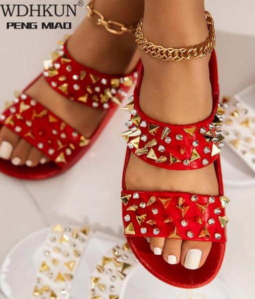 women black giant studded sandals gold studs slides sliver beach shoes white slippers vacation flats mules large size wholesale
women black giant studded sandals gold studs slides sliver beach shoes white slippers vacation flats mules large size wholesale
