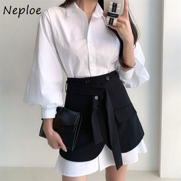 work style ol temperament 2 pcs women set turn down collar long sleeve single breast shirt + high waist hip sashes skirt 210422, White
work style ol temperament 2 pcs women set turn down collar long sleeve single breast shirt + high waist hip sashes skirt 210422, White