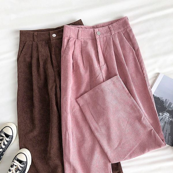 autumn lazy vintage corduroy casual pants women's winter korean loose drape slim high waist wide leg for womens 210420, Black;white
autumn lazy vintage corduroy casual pants women's winter korean loose drape slim high waist wide leg for womens 210420, Black;white