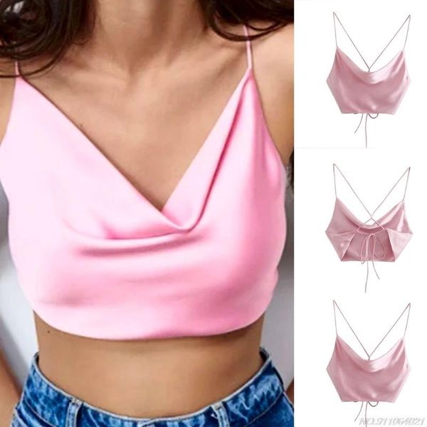 women's tanks & camis women satin halter camisole spaghetti strap crop lace-up backless vest ladies ly10 21 wholesales, White
women's tanks & camis women satin halter camisole spaghetti strap crop lace-up backless vest ladies ly10 21 wholesales, White